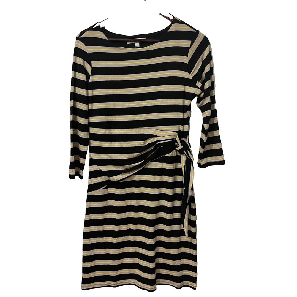Larry Levine dress 3/4 sleeve striped black and cream size small